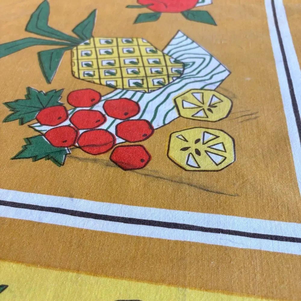 Vintage Cotton Fruit Tablecloth 46